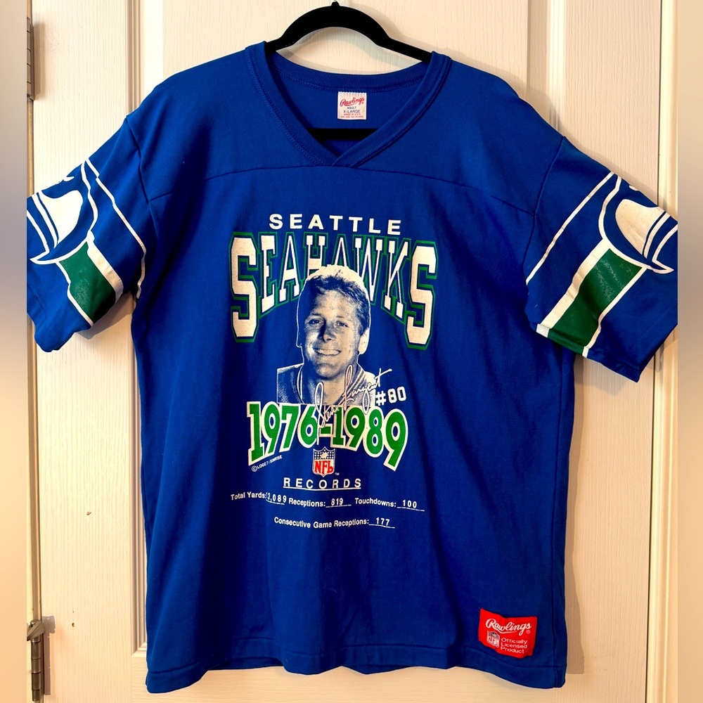 Vintage Seattle Seahawks Shirt Jersey Steve Largent Rawlings NFL 80s Vtg Mens XL